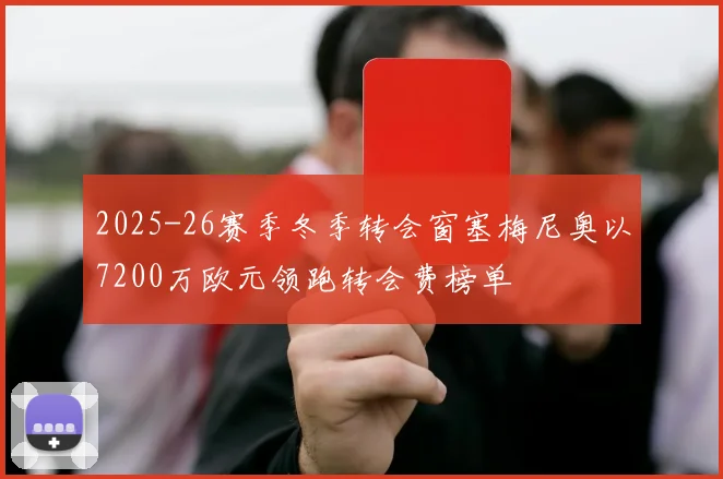 2025-26赛季冬季转会窗塞梅尼奥以7200万欧元领跑转会费榜单